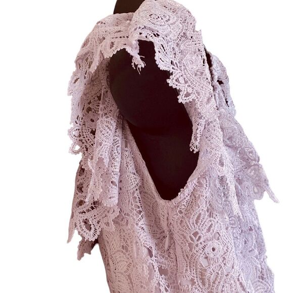 Saylor Adwoa Lilac Lace Overlay Flutter Sleeve Mini Dress Sz S - Picture 13 of 16